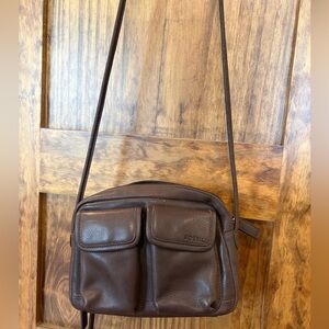 Fossil Dark Brown Leather Messenger Bag